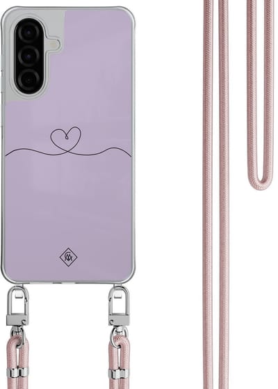 Casimoda® hoesje met rosegoud koord - Geschikt voor Samsung A26 - Hortensia - Afneembaar koord - TPU/polycarbonaat - Paars