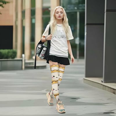Kniekousen met Cartoon Print - Dames Kousen - Dagelijks Gebruik - Extra Lang - One Size - Multicolor