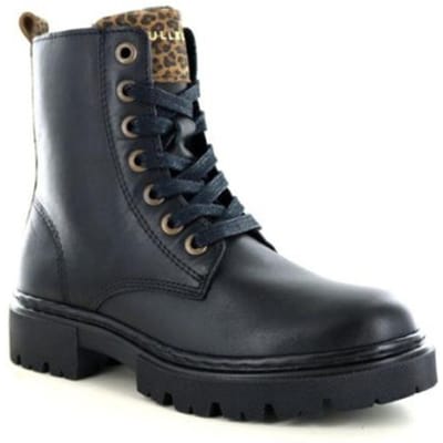 Bullboxer | Stoere meisjes veterboot | Zwart leer | Maat 31