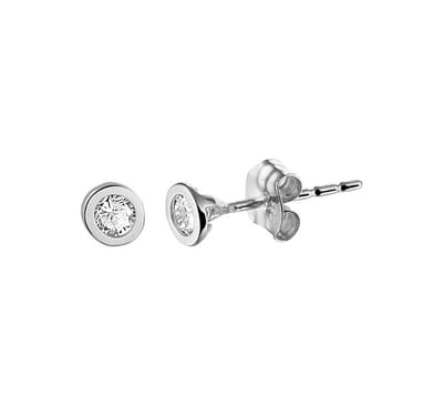YO&NO - Oorbellen - Witgoud - Oorknoppen - Zirkonia - 4mm - Sieraden vrouw - 14k - 585 Goud
