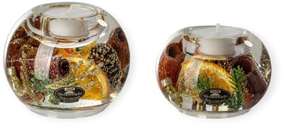 Gilde Handwerk - Dreamlight - Waxinelichthouders - Xmass - set van 2 - glas - Handgemaakt -8x9 cm & 6x8 cm