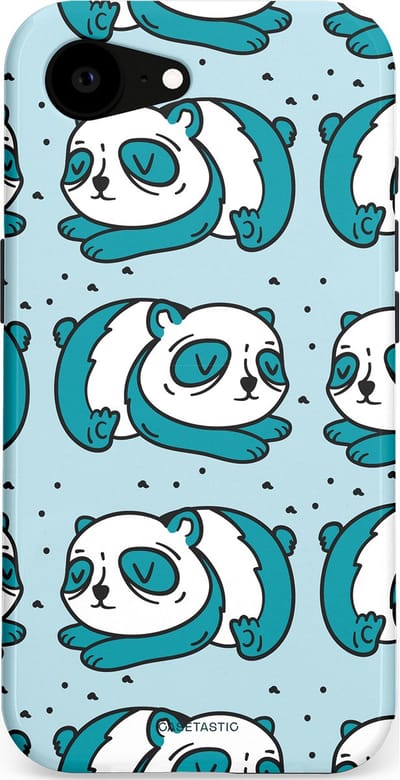 Casetastic hoesje geschikt voor Apple iPhone 16e / Apple iPhone 17e - MagSafe - Dubbellaagse bescherming - Panda dromen - Fashion Case - Lichtgrijs Petrol Wit