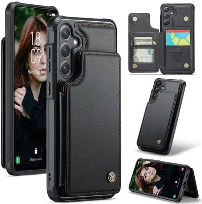 Luxe Portemonnee Backcover met Anti-RFID kaarthouders voor Galaxy S25 / S24 _ Zwart