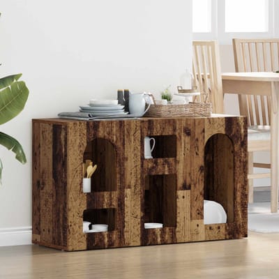 vidaXL - Dressoir - ELST - Oudhout - 100 - x - 35 - x - 59 - cm - Bewerkt - hout