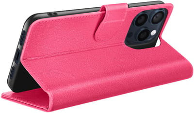 Zanae, Hoesje geschikt voor iPhone 15 Pro - Wallet Case & Magneetsluiting, Fuchsia