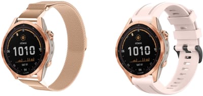 Strap-it Bundel van 2 Siliconen Bandjes - Geschikt voor Garmin Fenix 7S - Lichtroze & Roze Goud - Sportbandje - Sportarmband - Siliconen Band - Waterbestendig & zweetbestendig