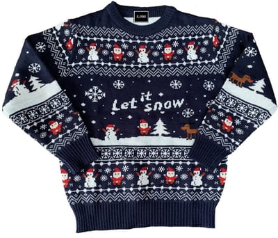 Kersttrui "Let it Snow" Kind - Blauw - Maat 128