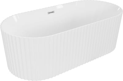 Mexen Paola vrijstaande gegroefde badkuip 170 x 80 , witte glans, chroom overloop - 52721708000-01