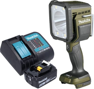 Makita DML 812 ST1 accu-handlamp 18 V 1250 lm LED olijfgroen outdoor adventure special edition + 1x oplaadbare accu 5.0 Ah + lader