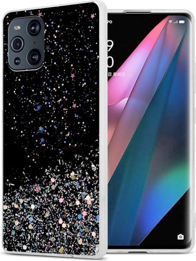 Cadorabo Hoesje geschikt voor Oppo FIND X3 PRO in Zwart met Glitter - Beschermhoes van flexibel TPU silicone met fonkelende glitters Case Cover Etui