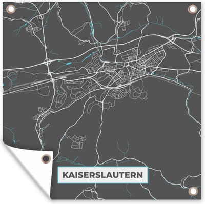 Tuin poster Stadskaart – Plattegrond – Duitsland – Blauw – Kaiserslautern – Kaart - 200x200 cm - Tuindoek