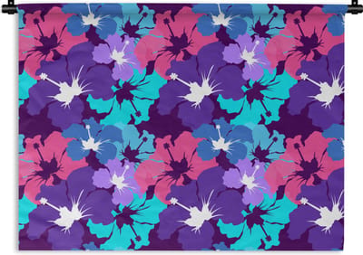 Wandkleed - Wanddoek - Tropisch - Bloemen - Hawaii - Patroon - 120x90 cm - Wandtapijt