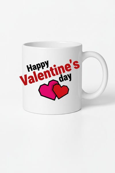 Valentijnsdag Mok 'Happy Valentine's Day' met Harten Print - Perfect Liefdescadeau
