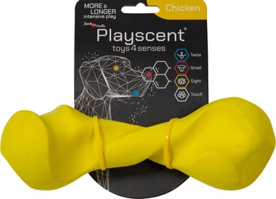 Jack and Vanilla PLAYSCENT - Hondenspeelgoed - Gedraaid Been - Kip Smaak - 22 cm