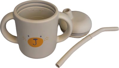 Babyboel drinkbeker baby - Drinkbeker peuter - Drinkbeker met rietje - Antilekbeker - Rietjesbeker - Kinderbeker - Voor Baby's en Peuters - Siliconen beker met Beertje - Met handvaten - Kraamcadeau