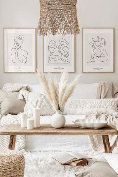 Asir - Decoratief ingelijst MDF-schilderij (3 stuks) - Veelkleurig - 100% massief hout (dikte: 2 cm) - 35 x 50 x 10 cm