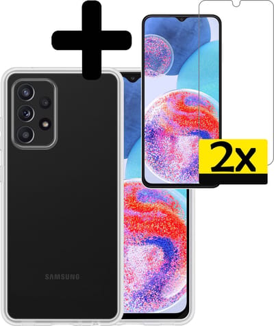 Hoesje - Met 2x Screenprotector - Geschikt voor Samsung Galaxy A23 - Sterk & Shockproof - Back Cover - Siliconen Case - Telefoon Hoes - Telefoonhoesjes - Transparant