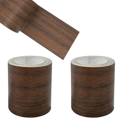 Houten Look Zelfklevende Tape voor Reparatie van Meubels, Wanden en Deuren - 8 cm x 4.57 m (Donkerbruin)