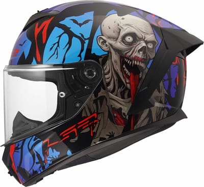LS2 Helm Rapid III Zombie FF820 zwart / rood / blauw maat L