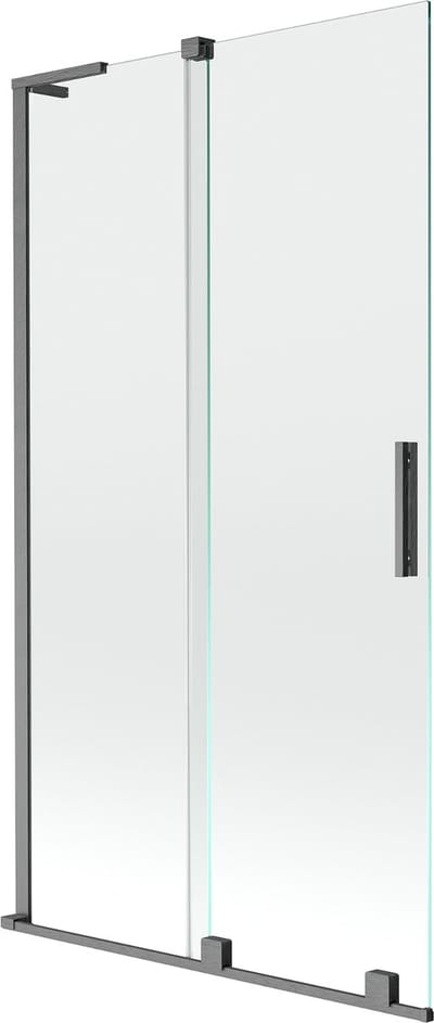 Mexen Velar L tweedelige verschuifbare badwand 100 x 150 , transparant, geborsteld pistoolgrijs - 896-100-003-01-66