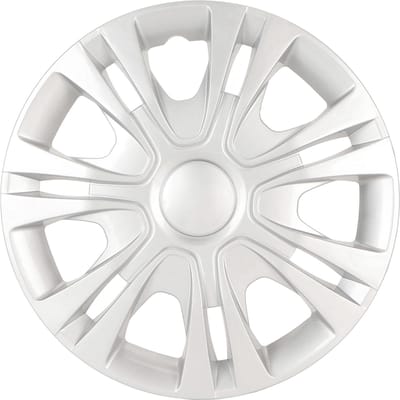 4 pièces Enjoliveurs de Roue 13 pouces Extérieur Robuste Universel Cache-Jante pour Voitures Camions Fourgonnettes Argenté white