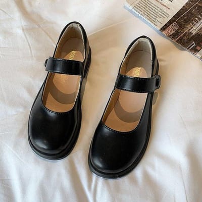 Lente Vrouwen Flats Mary Janes Schoenen Platform Lolita Schoenen Meisjesschoenen Wit Lage Hak Casual Leer 39 zwart