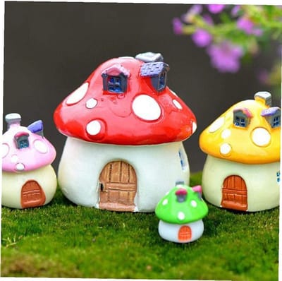 Miniatuur Huisjes - Tuin Decoratie - Miniatuur Tuin - Set van 3 - Diverse Maten - Groen
