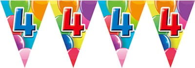 Vlaggenlijn 4 jaar 10 meter - Verjaardag Feestje Vlag Vlaggen Versiering Slinger Feestdecoratie Decoratie