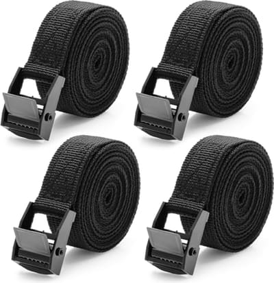 Spanbanden 2 m, 4 stuks, 20 mm breed met klemsluiting voor fiets en motorfiets, belastbaar tot 250 kg
