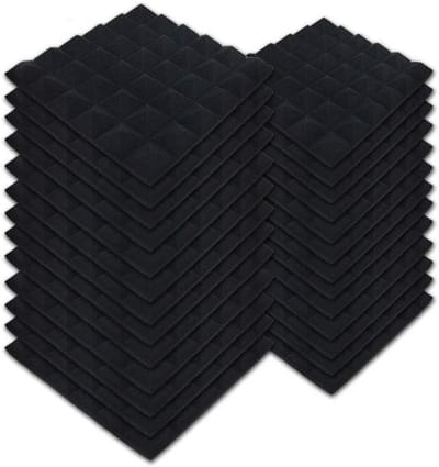 24 stuks Akoestische Geluidsisolatie Panelen Zwart Piramide Schuim voor Thuisstudio en KTV