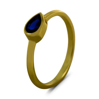 New Bling 9SIL-22688 Zilveren Ring - Dames - Zirkonia - Druppel - Blauw - 5,2 x 7,6 mm - Maat 56 - Zilver - Gold Plated (Verguld/Goud op Zilver)