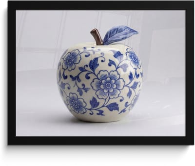 Poster in lijst - Fotolijst 40x30 cm - Posters - Appel - Blauw - Klassiek - Posterlijst zwart - Decoratie - Wanddecoratie woonkamer - Muurdecoratie slaapkamer