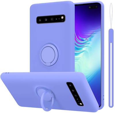 Cadorabo Hoesje geschikt voor Samsung Galaxy S10 5G in LIQUID LICHT PAARS - Beschermhoes van flexibel TPU silicone Case Cover met ring