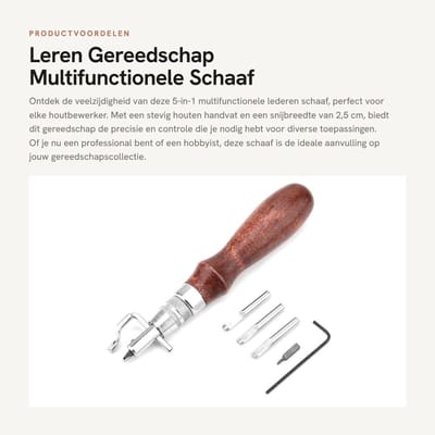 Solidchoice - Leren Gereedschap - Multifunctionele Schaaf - Houten Handvat - Steekgrover - Handmatig gereedschap - Geschikt voor houtbewerking - 5-in-1
