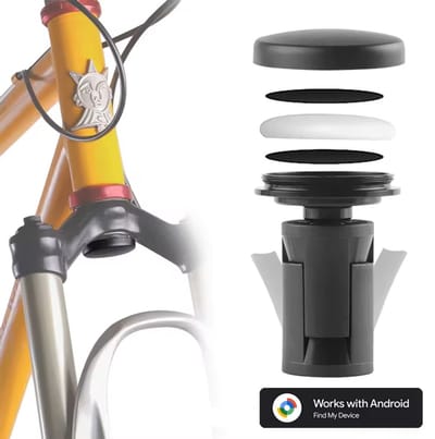 BlueTime - Tag Voorvork Houder - Inclusief Tag! - Verborgen Stuurbuis Bevestiging - Fiets Tracker - Anti Diefstal Fiets - Fiets GPS tracker - Tracker Fiets - Geschikt voor Android Find My Device