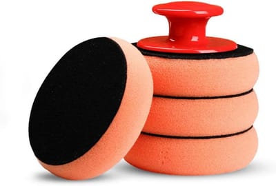 Polijstspons Set - Handpolijstgereedschap - Auto Onderhoud - Ergonomische Handgreep - 4 Sponzen 1 Handgreep - Grijs