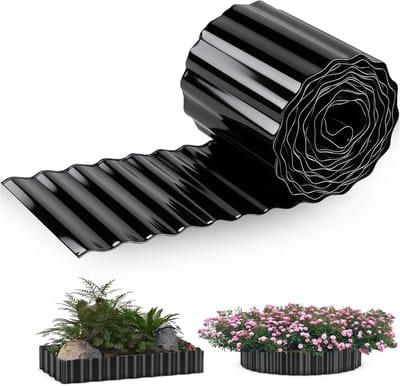 Gazonrand Metaal - Tuinbegrenzing Flexibel - Moderne Tuininrichting - Gepoedercoat Staal - 12 Meter Lengte - Zwart