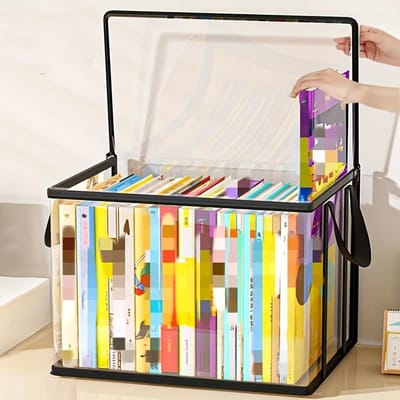 Een Opbergdoos voor Snacks in het Studentenhuis Die Speelgoed Kan Bevatten, Een Opvouwbare Huishoudelijke Organizer, Grote Capaciteit, Transparant En Stofdicht gray