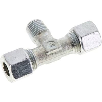 10L & M14x1.5 (con) Verzinkt Stalen T-stuk Snijringkoppeling Buitendraad 315bar ISO 8434-1