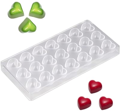 Dailygoods- Chocoladevorm transparant hartvormig - Polycarbonaat - Bakvorm - Doe-het-zelf - Chocoladevormen/mallen - Schokbestendig - Snoepvorm