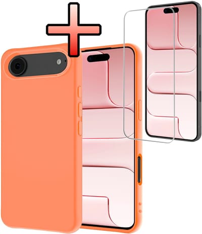 Hoesje - Met Screenprotector - Geschikt voor Apple iPhone Air - Sterk & Shockproof - Back Cover - Siliconen Case - Telefoon Hoes - Perzik