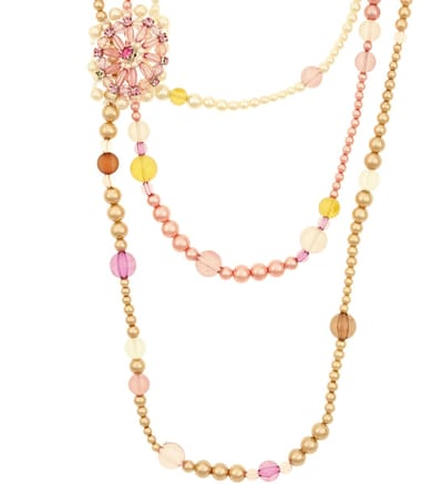 Behave® Dames Ketting - Luxe Parel Ketting Bruin Roze Met Bloem En Diverse Kralen - 60 cm - Nikkelvrij