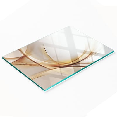 Stijlvol en duurzaam glazen bord met abstracte golfprint, 80x52 cm