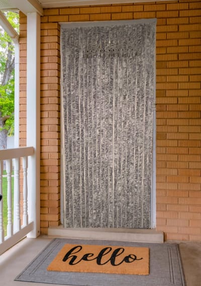Deurgordijn kattenstaartgordijn wit/grijs - 90 x 220 cm - Insectenwerende vliegengordijnen