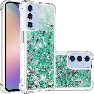 Coverup Hoesje - Geschikt voor Samsung Galaxy A16 Hoesje - Coverup Liquid Glitter Back Cover - Groen