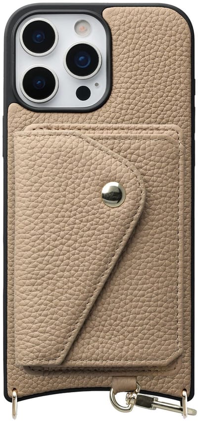 AVY Leren Hoesje Geschikt voor Apple iPhone 16 Pro | Met Magnetische Kaarthouder | Compatibel met MagSafe | Leather Case met Wallet | Beige
