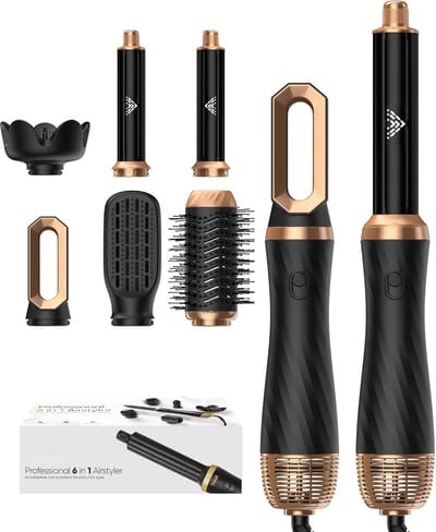 Haarstyler Set 6-in-1 voor Gladmaken, Drogen, Volume en Krullen