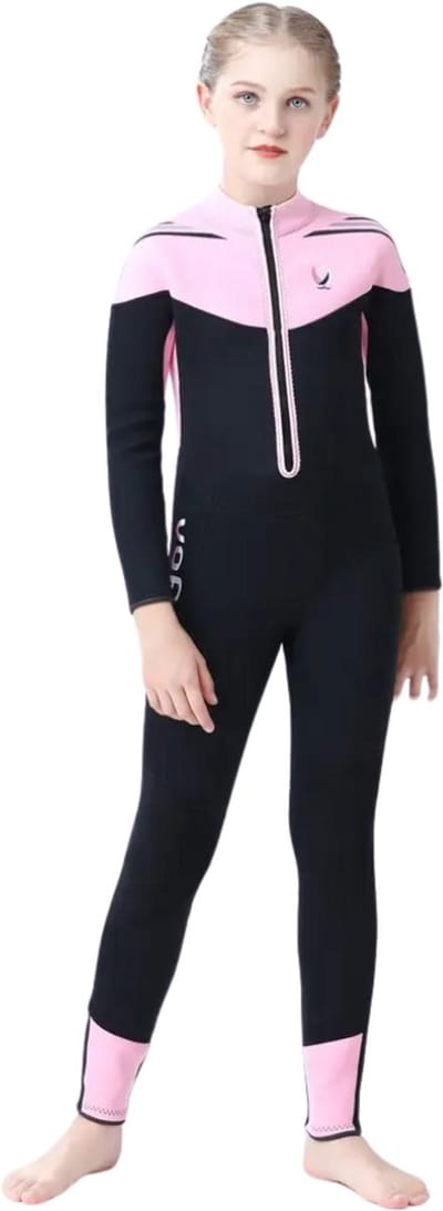 Nivard Wetsuit Kinderen - Swimsuit - Shorty - Surfpak - Duikpak - Lange Mouw - Zwemsuit - Roze - 4y