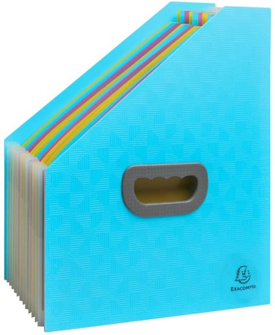 Exacompta 4x Sorteermap tijdschriftenhouder met 12 vakken in gerecycled PP Pop'N Co - Cyaan - 55599E