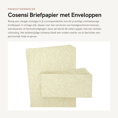 Dailygoods- Briefpapier Antiek - Vintage-stijl - Dubbelzijdig - Printervriendelijk - 48 Vellen - 21,6 x 27,9 cm - Schrijfpapier